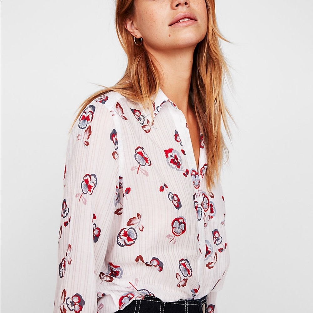 Express Floral Boyfriend Shirt